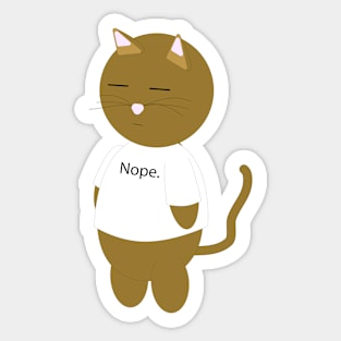 Grumpy Sleep Cat Wearing Nope Shirt Sticker